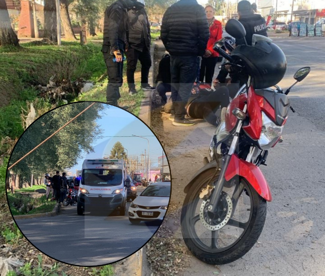 Accidente en Ruta 11 y Genaro Roldán: un joven motociclista resultó herido en la curva de Destilería