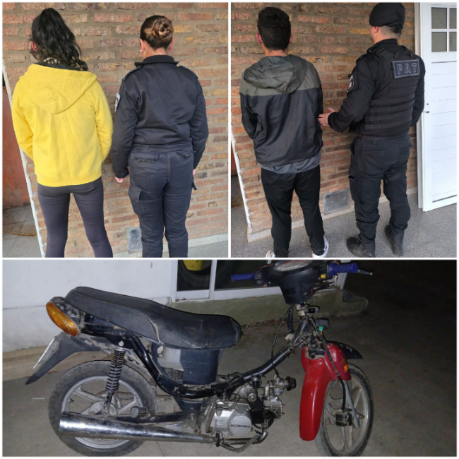 Se trasladaban en una moto robada y los detuvieron en Puerto General San Martín