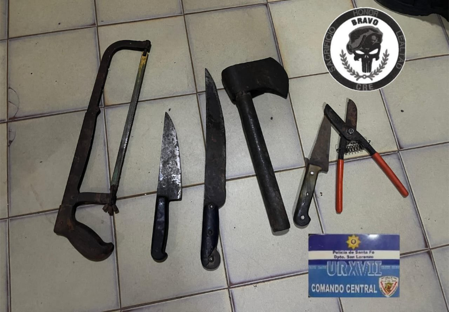 San Lorenzo: dos hombres demorados con armas blancas, carne y un chancho vivo de dudosa procedencia