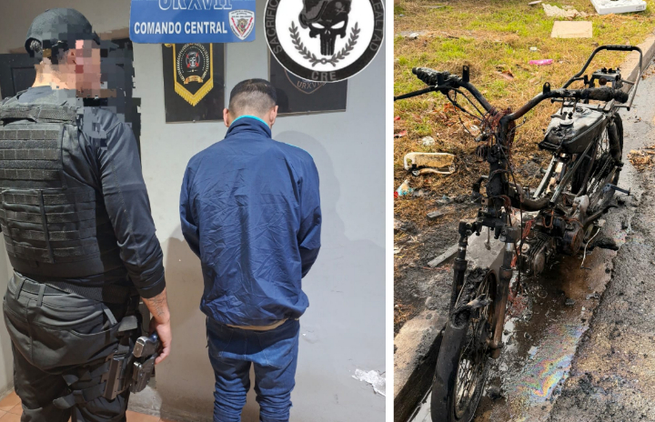 San Lorenzo: Violento asalto terminó con una moto incendiada y un detenido