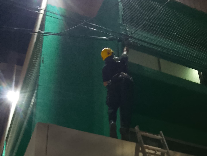Bomberos rescataron una paloma que había quedado atrapada en cables del tendido eléctrico en la esquina de los bancos