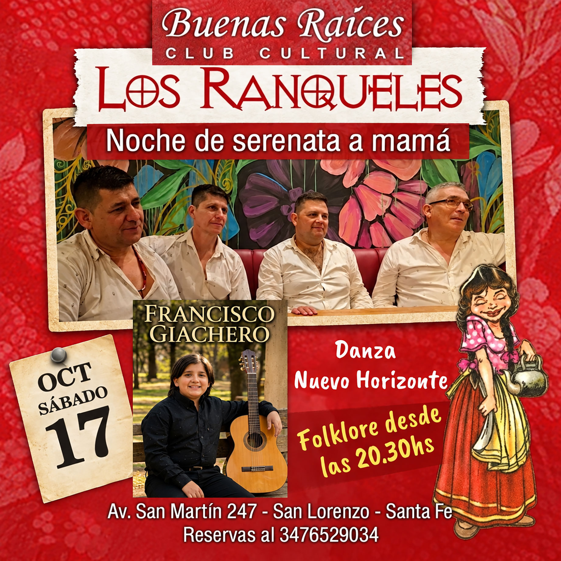 Buenas Raíces propone una noche de serenata a mamá con folclore y danzas