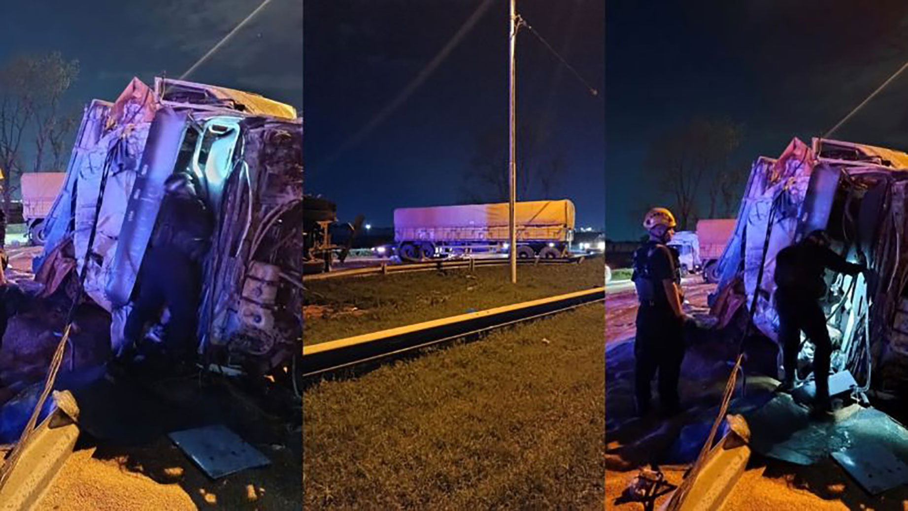 Volcó un camión con trigo en Circunvalación: hubo heridos y un operativo de emergencia