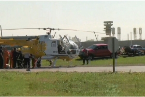 Choque y vuelco en la A-012: rescataron a un camionero y lo trasladaron en helicóptero al Heca